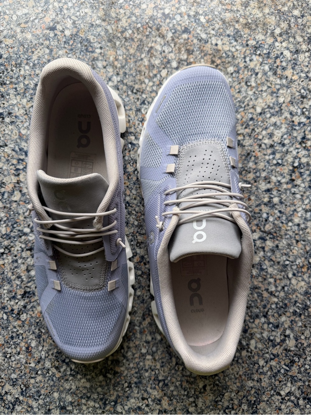 On Running Cloud Sneakers in Light Gray and Lavender